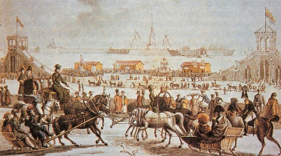 Век горки. Горки Екатерины 2 катальные. Шарлемань зимние бега на Неве. Ледяные катальные горки 19 век.