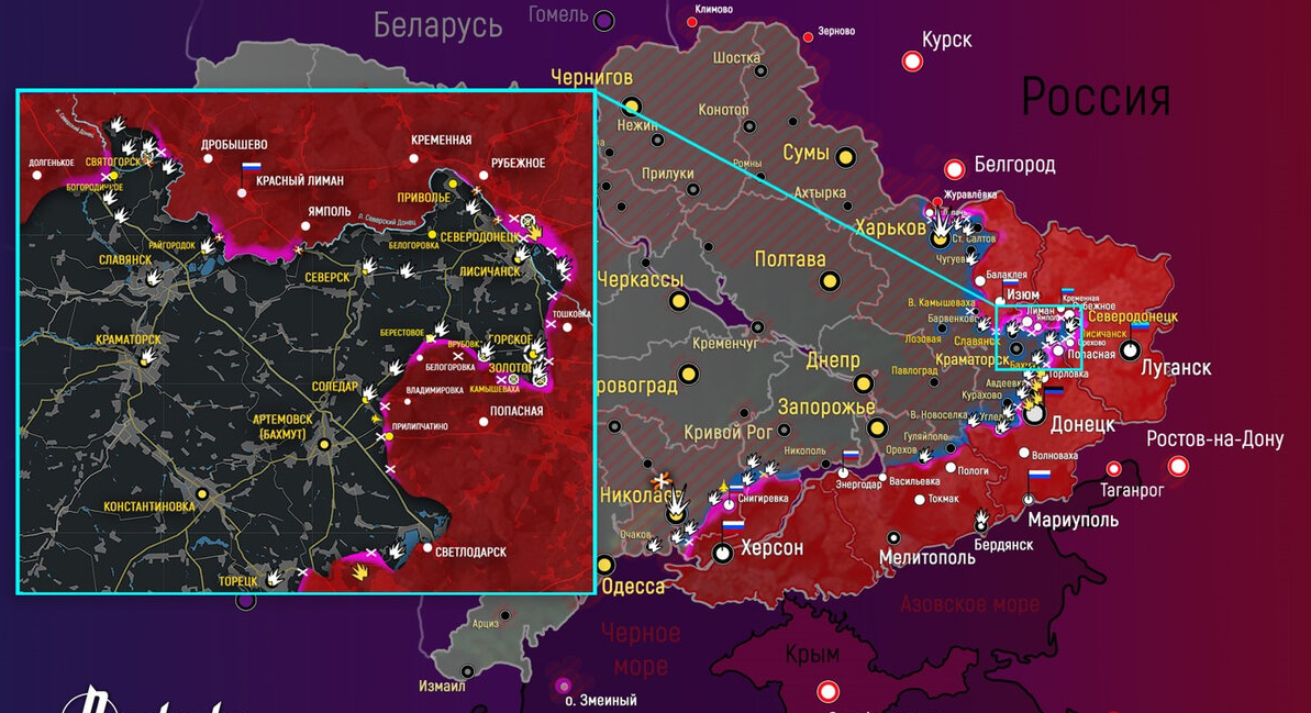 Карта боевых действий на украине на сегодня в реальном времени со спутника с городами