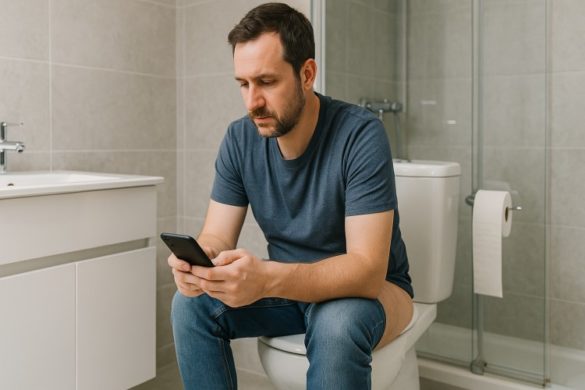 Скроллинг на унитазе. Изображение сгенерировано нейросетью.
